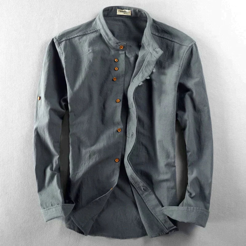 Halden Top | Slim Fit Shirt with Stand Collar