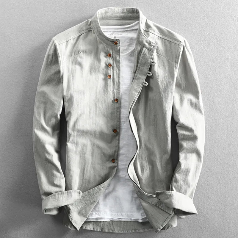 Halden Top | Slim Fit Shirt with Stand Collar