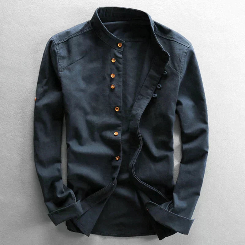 Halden Top | Slim Fit Shirt with Stand Collar
