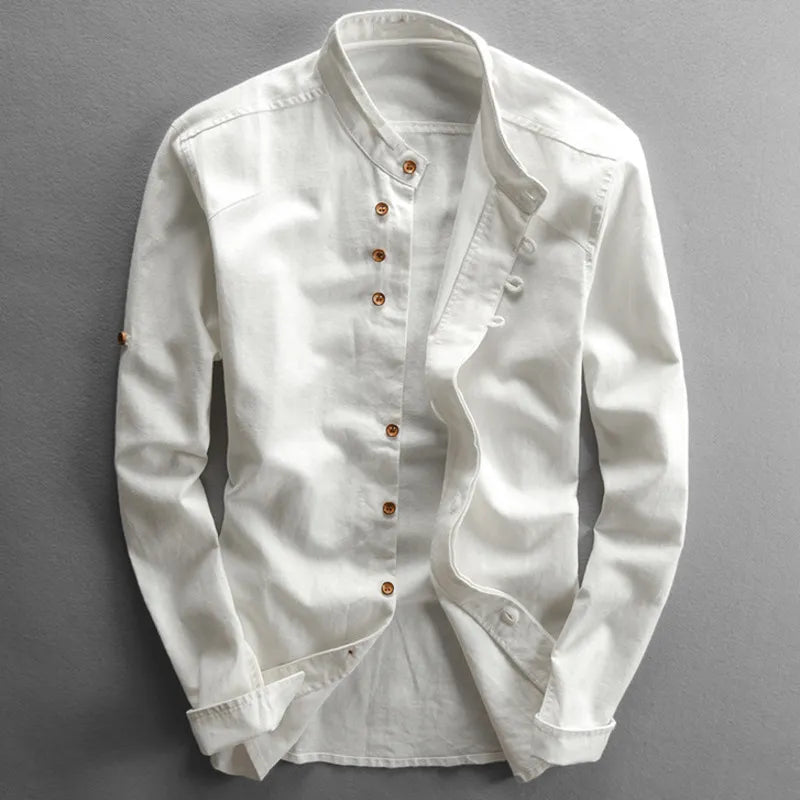 Halden Top | Slim Fit Shirt with Stand Collar