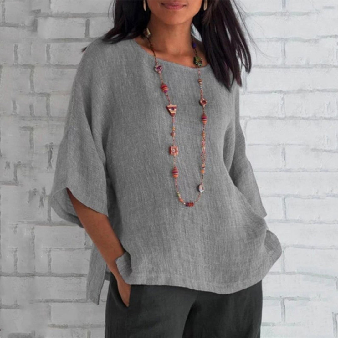 Hattie Top | Loose Fit Casual Blouse with Side Slits