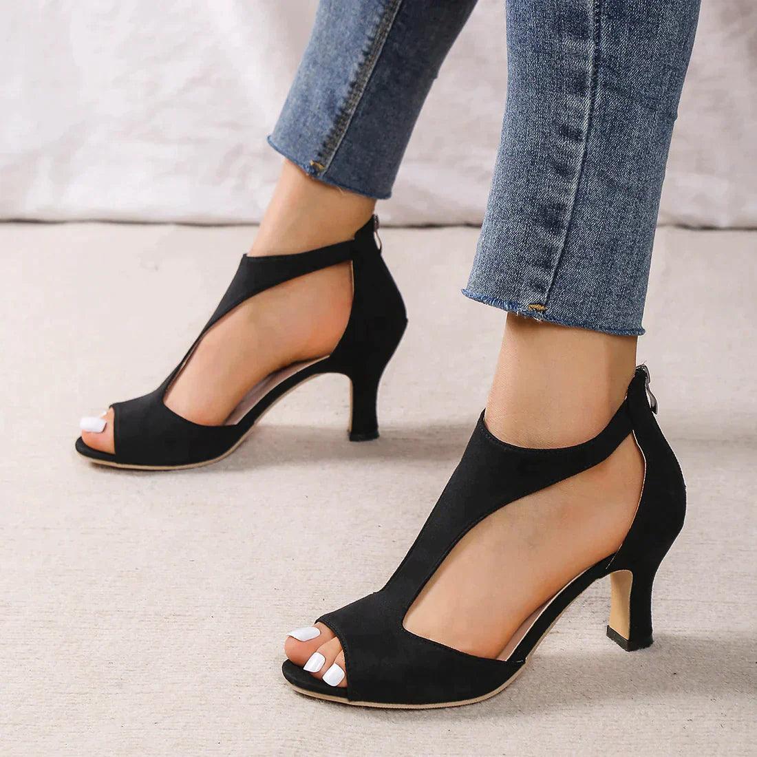 Hayley Heels | Elegant Peep-Toe Sandals with Cut-Out Design