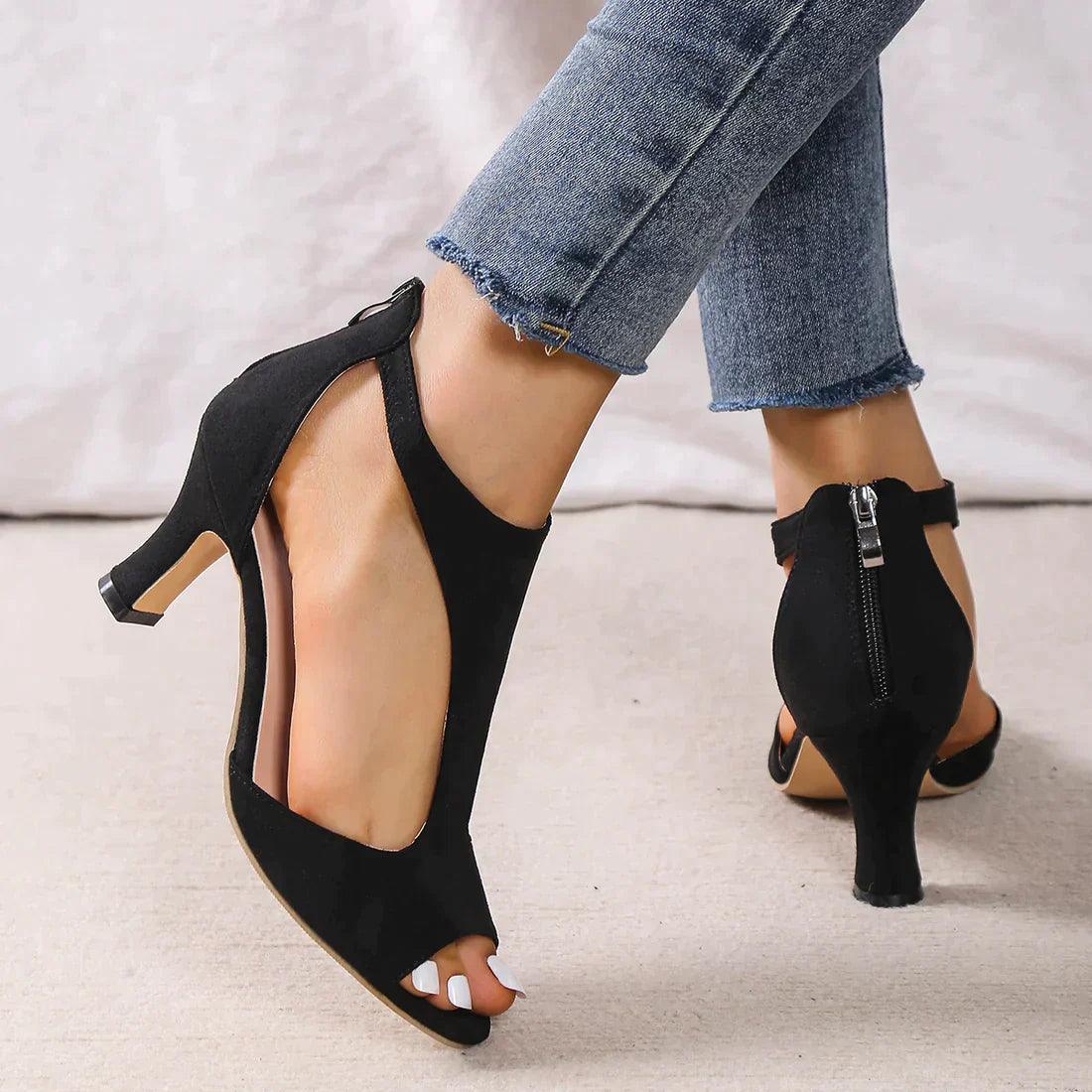 Hayley Heels | Elegant Peep-Toe Sandals with Cut-Out Design