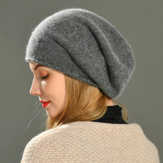 Isla Relaxed Fit Slouch Beanie | Ribbed Trim Solid Slouch Beanie