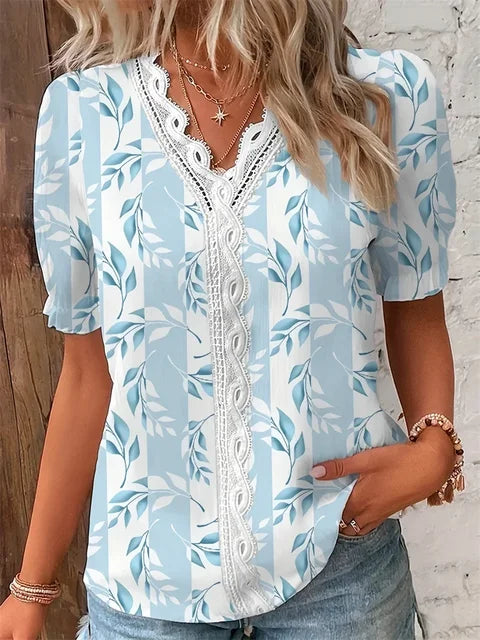 Ieva Blouse | Floral Lace-Trimmed Summer Top