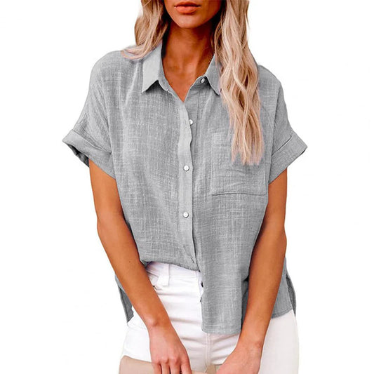 Ilaria Blouse | Elegant Short Sleeve Button-Up Top