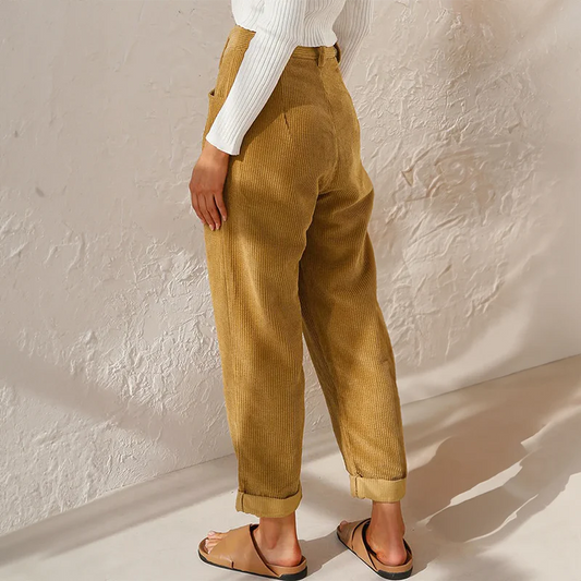 Imani Trouser | Casual Ribbed High Waist Pants