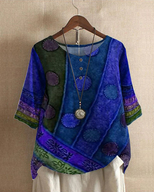 Inaya Top | Boho Colorful Button-Up Blouse