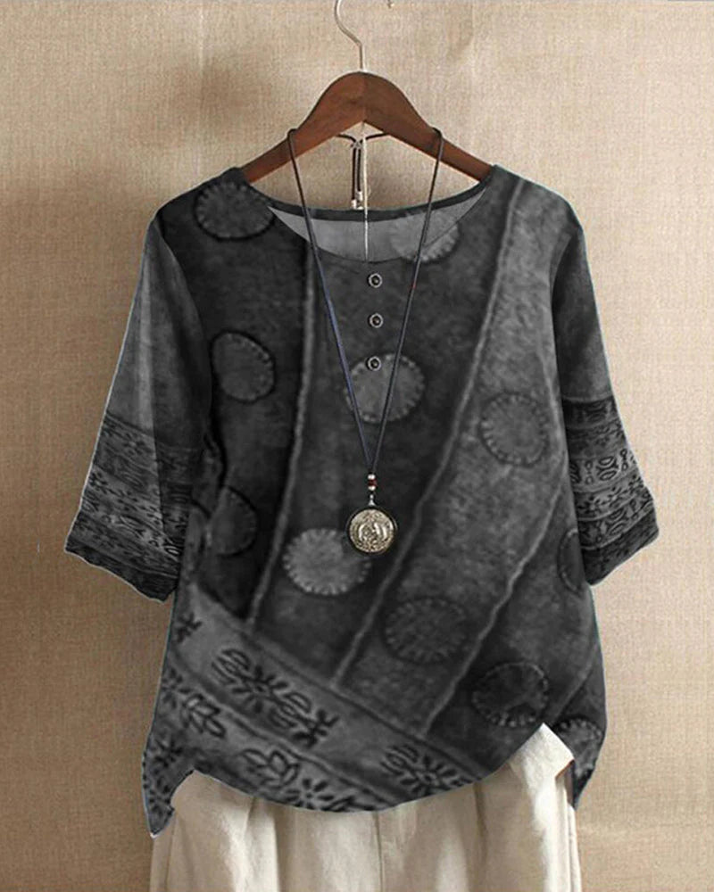 Inaya Top | Boho Colorful Button-Up Blouse