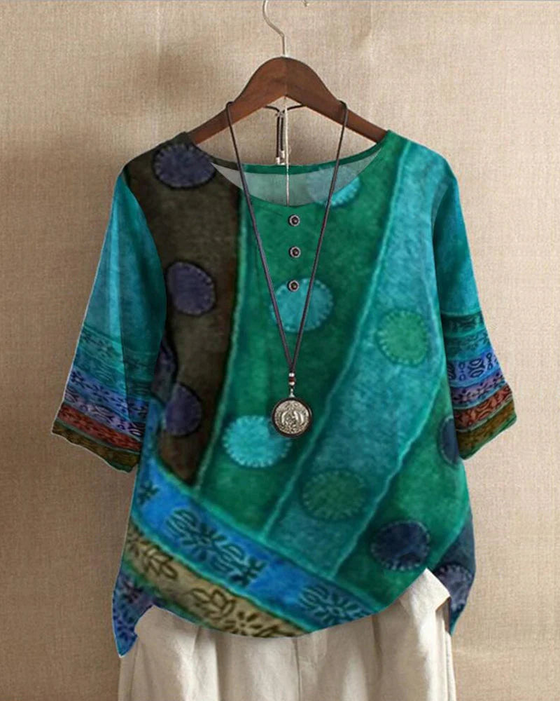 Inaya Top | Boho Colorful Button-Up Blouse