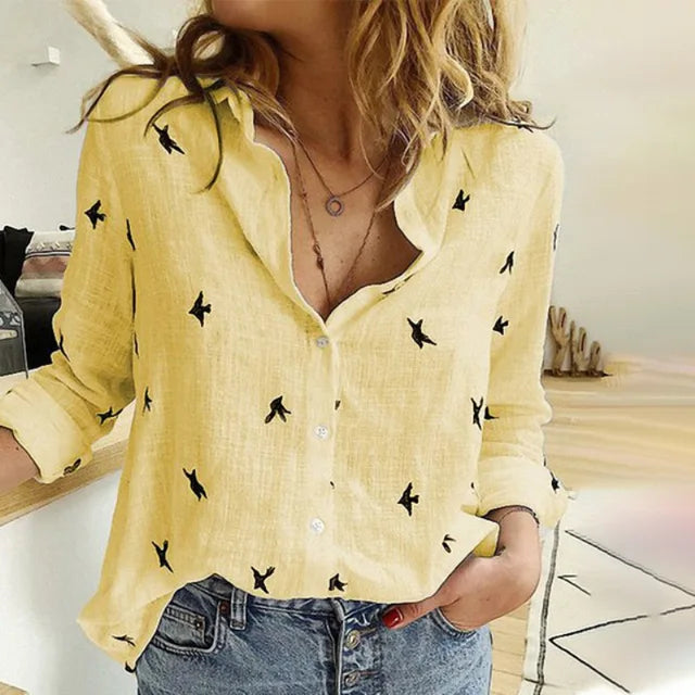 Isleen Blouse | Elegant Button-Up Printed Blouse