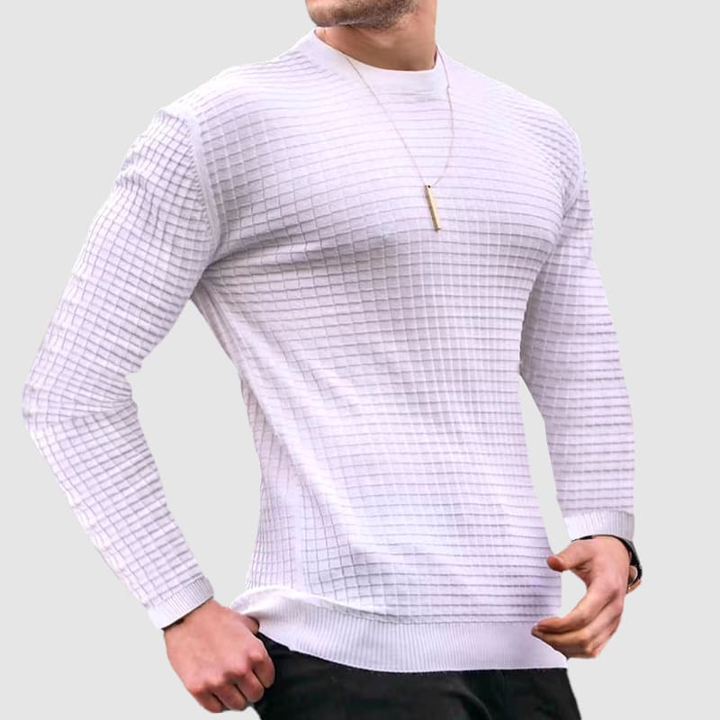 Thomas Cotton Slim Fit Sweater | Quilted Ribbed Sweater