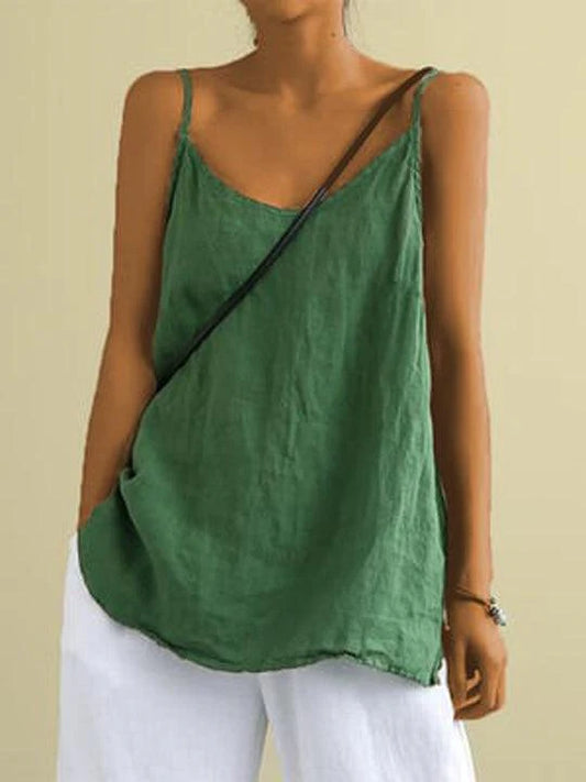 Jannat Top | Spaghetti Strap Summer Linen Top