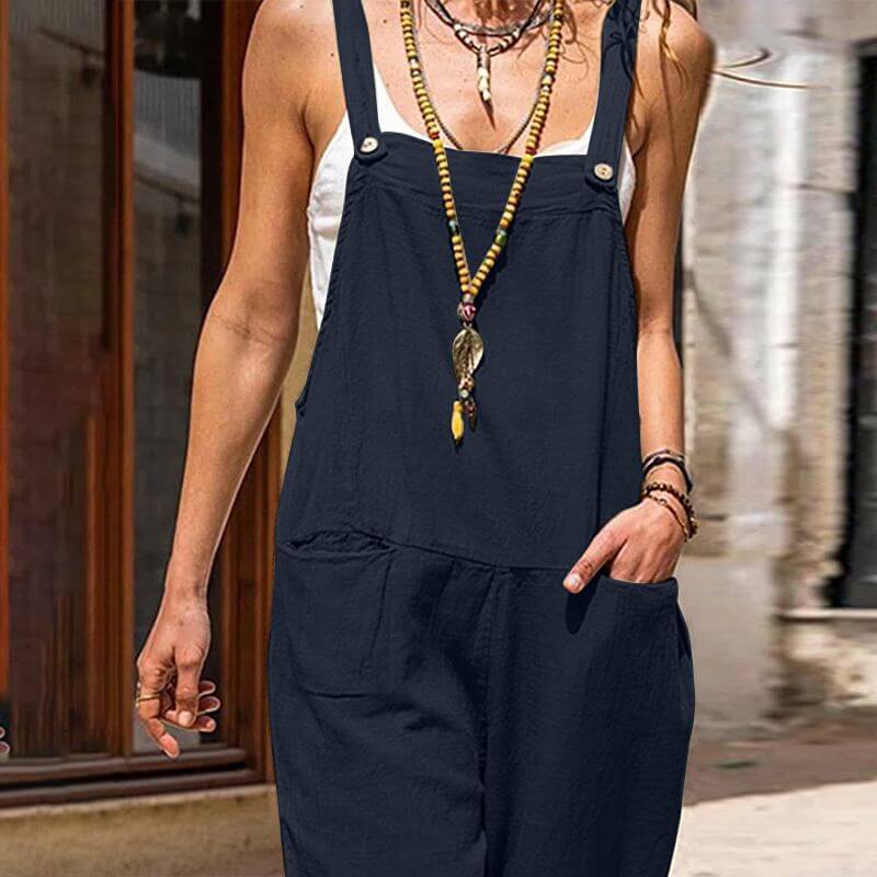 Jocelyn Jumpsuit | Relaxed Fit Pocket Button Jumpsuit