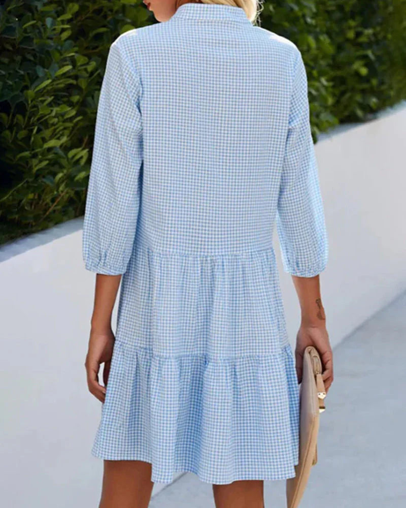 Kiera Dress | V-neck Dress with Half Sleeves and Ruffles