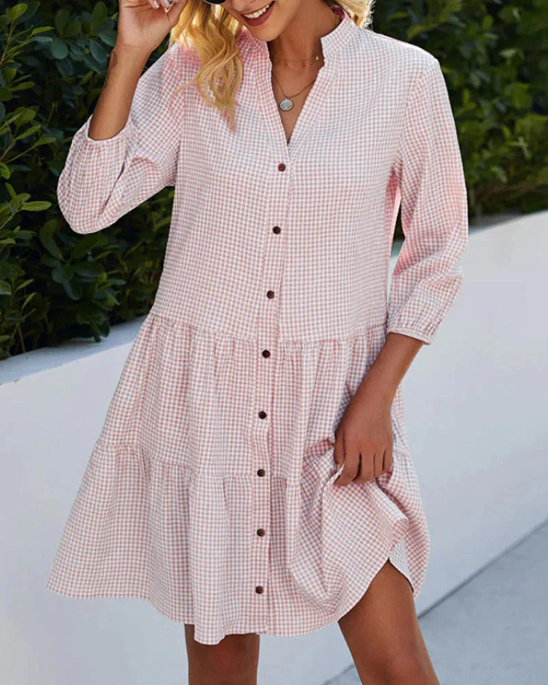 Kiera Dress | V-neck Dress with Half Sleeves and Ruffles