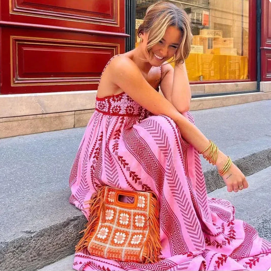 Krisha Dress | Spaghetti Strap Bohemian Style Maxi Dress