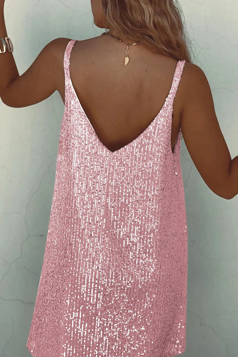 Kristy Dress | Sleeveless Sequins Mini Dress