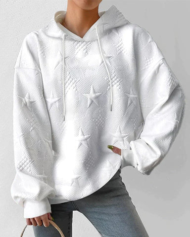 Sienna Oversized Hoodie | Embossed Star Drawstring Hoodie