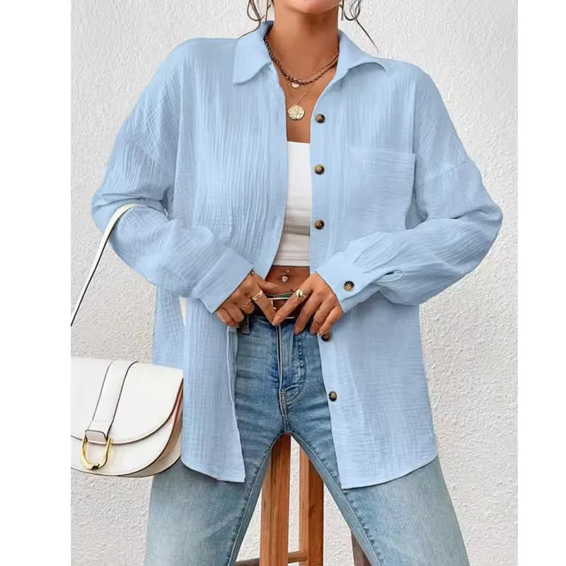Lacie Blouse | Oversized Cotton Button Down Long Sleeve Blouse
