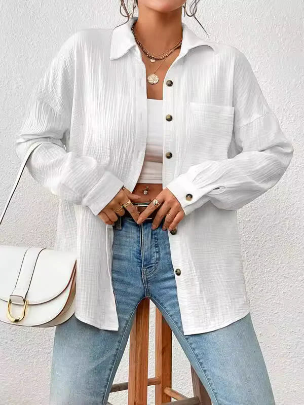 Lacie Blouse | Oversized Cotton Button Down Long Sleeve Blouse