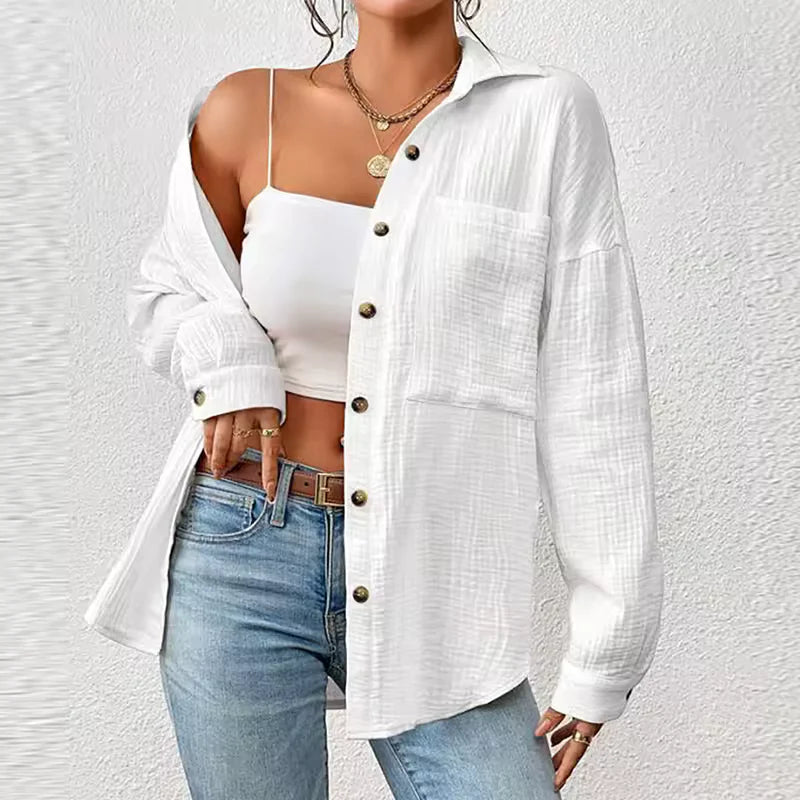Lacie Blouse | Oversized Cotton Button Down Long Sleeve Blouse