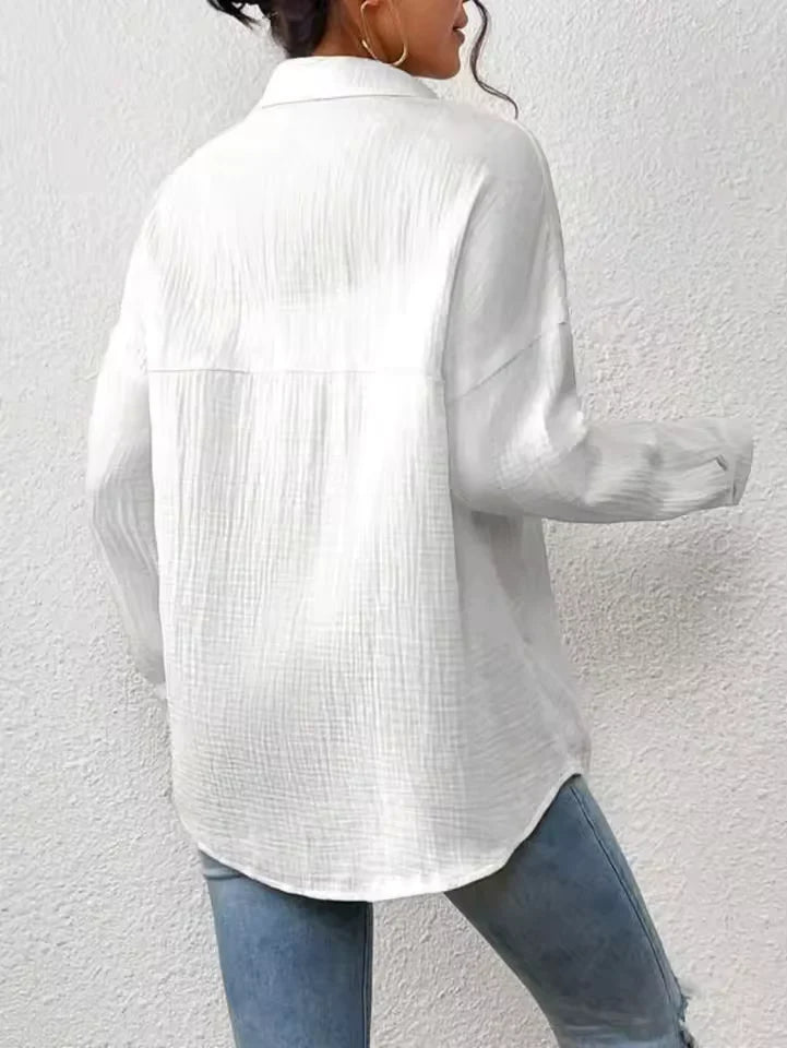 Lacie Blouse | Oversized Cotton Button Down Long Sleeve Blouse