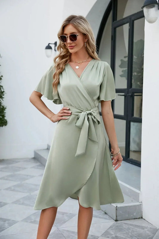 Lilya Dress | Women's Wrap Dress with Bow Detail