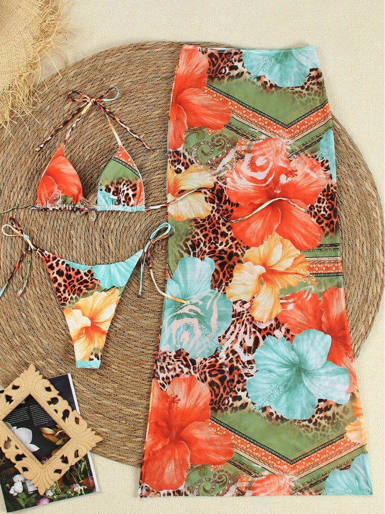 Loretta Swimwear | Tropical 3 Piece Bikini Set