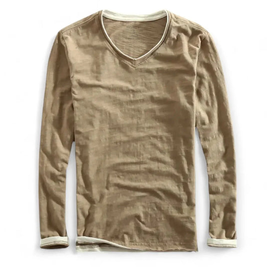 Jack Classic Fit Long Sleeve Shirt | V-Neck Contrasting Trim Shirt