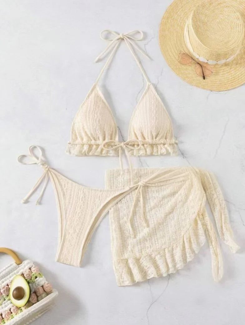 Lucie Swimwear | Women's Three Piece Lace Bikini Set