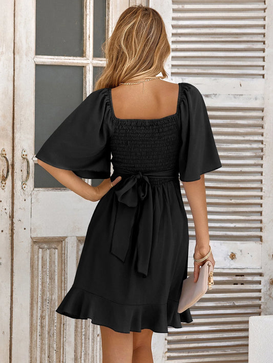 Macey Dress | Black Wrap Mini Dress