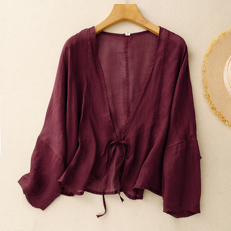 Grace Relaxed Fit Tie-Front Cardigan And Maxi Dress Two-Piece Set | V-Neck Cropped And Sleeveless Dress