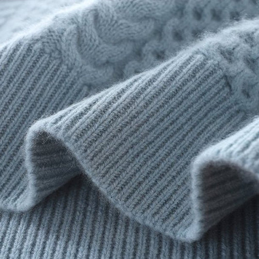 Bianca Cable Knit Relaxed Fit Turtleneck Sweater | Ribbed Long Sleeve Sweater