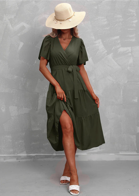 Mela Dress | Women's V Neck Swing Midi Dress