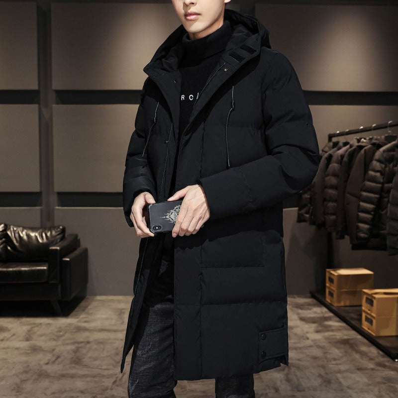 Men’s Long Coat – Quilted Insulating Fabric – Hooded – Ribbed Cuffs – Regular Fit