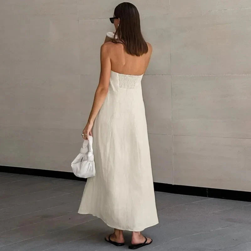 Mia Dress | Strapless Linen Maxi Dress