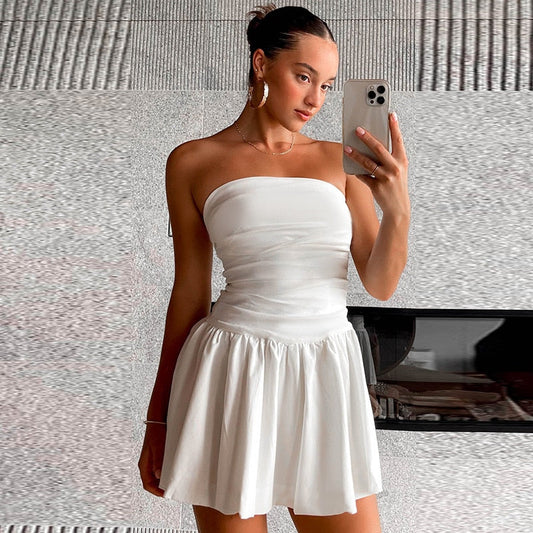 Mila Dress | Women's White Strapless Mini Dress