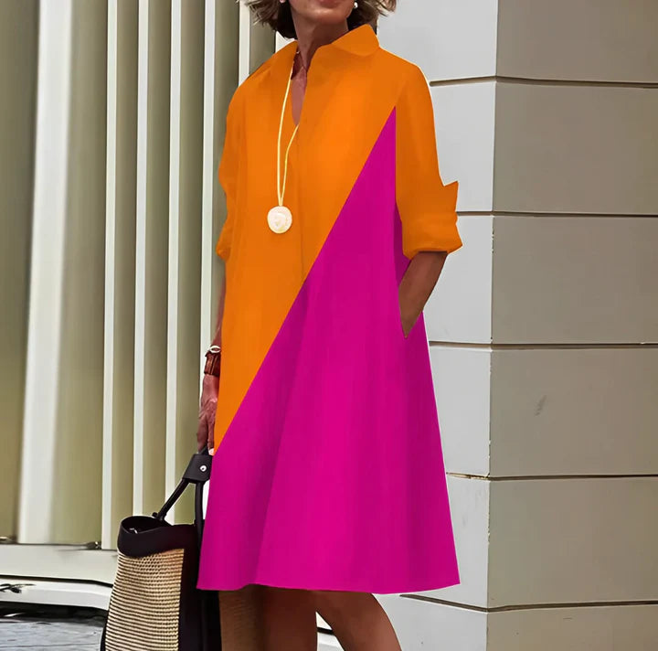 Misty Dress| Solid Color Long Sleeve Button-Down Polo Dress