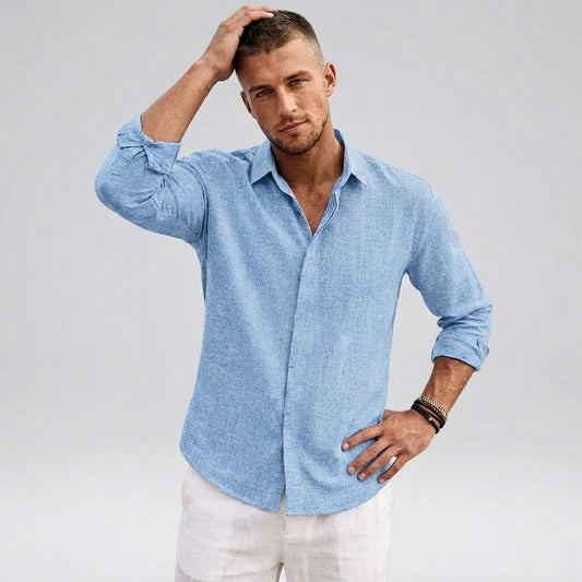 Archie Relaxed Fit Button-Up Shirt | Collared Long Sleeve Shirt