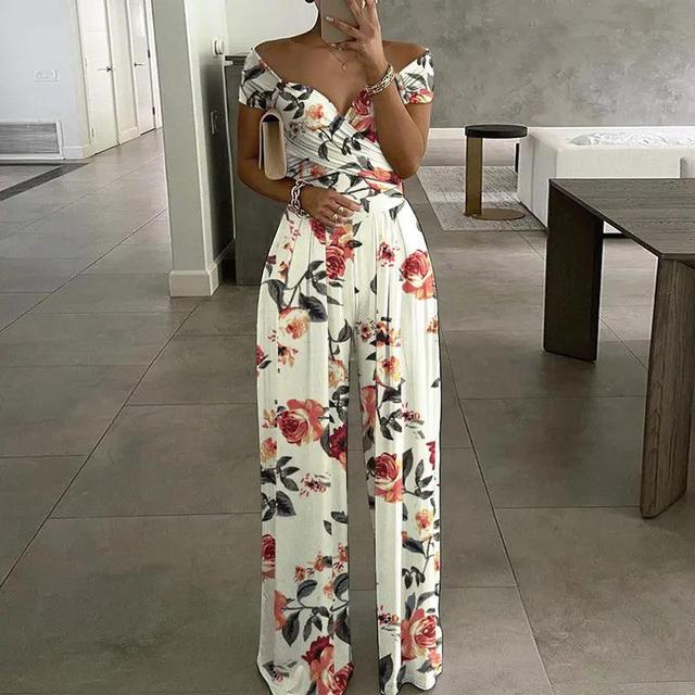 Nadya Jumpsuit | Off-Shoulder Wrap Bust Wide-Leg Fit Jumpsuit