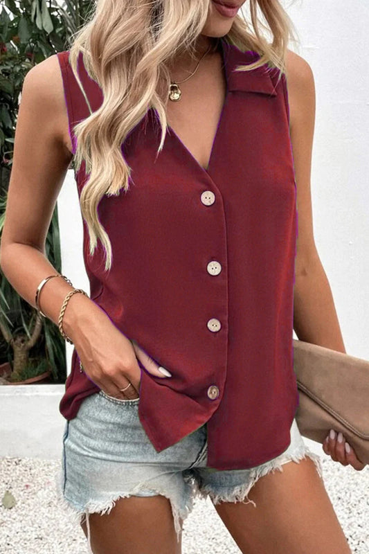 Nanette Top | Casual Button-Down Sleeveless Top