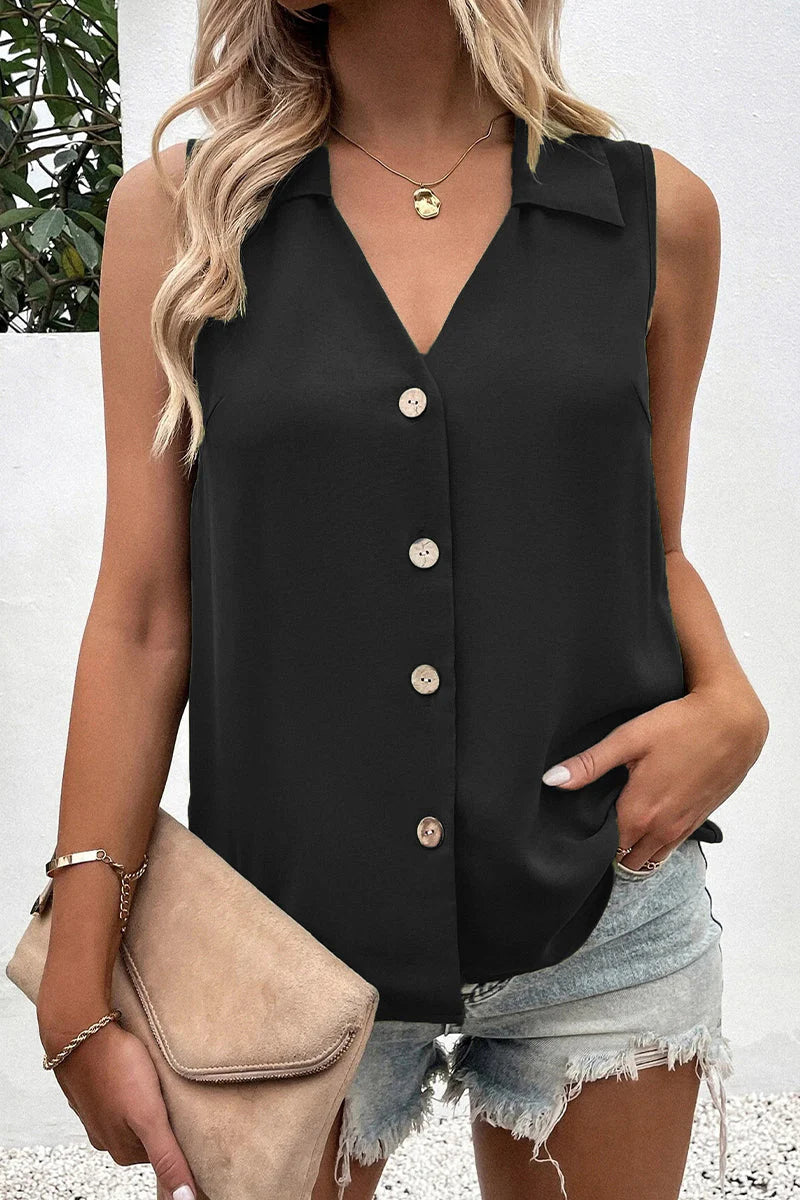 Nanette Top | Casual Button-Down Sleeveless Top