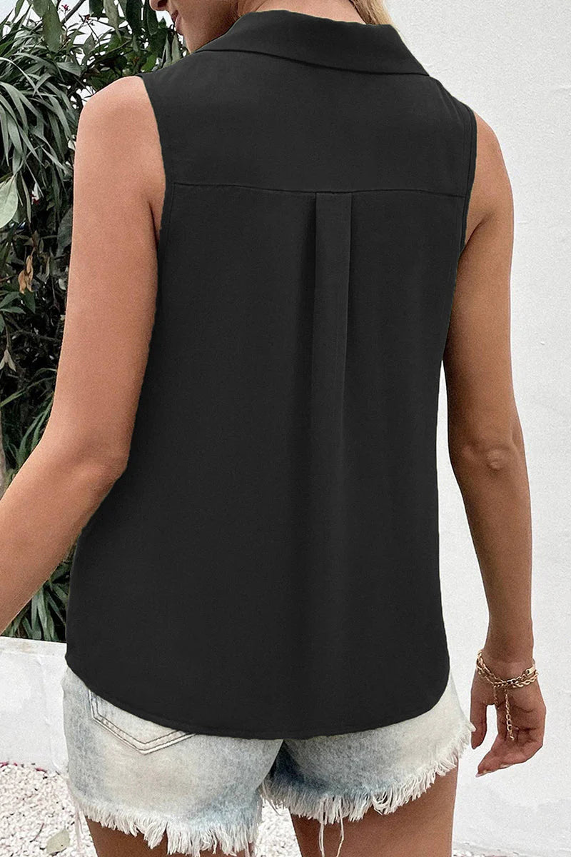 Nanette Top | Casual Button-Down Sleeveless Top