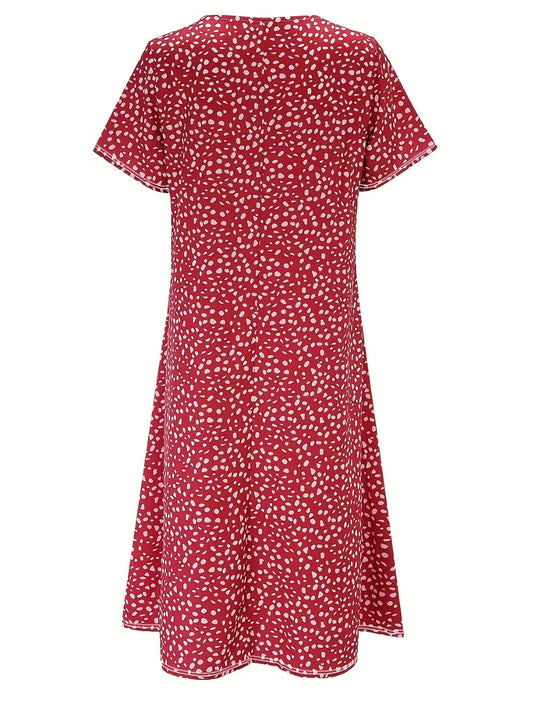 Neela Dress | Short Sleeve Loose Fit Knee-Length Printed Dress