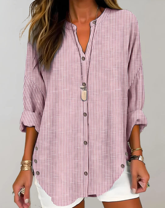 Nikole Blouse | Long Sleeve Striped Button-Down Blouse