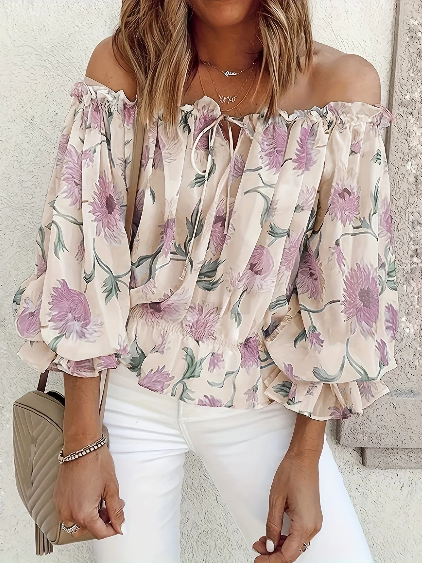 Niveah Blouse | Women's Off-Shoulder Floral Blouse