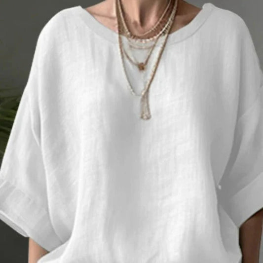Nooriyah Blouse | Oversized Drop Shoulder Cotton Linen Blend Blouse