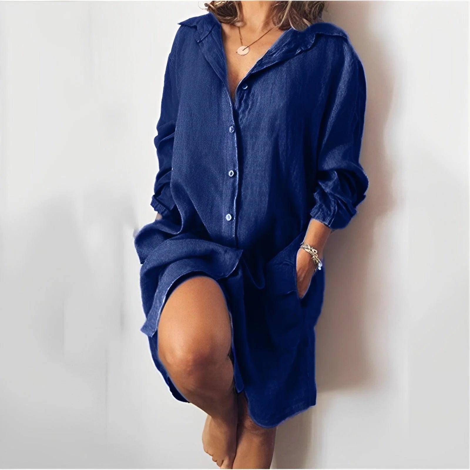 Noralie Long Sleeve Button Down Shirt Dress – Vila Mora