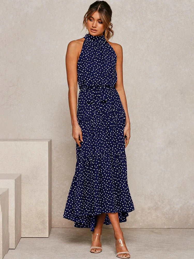 Noreen Dress | Women's Polka Dot Halter Midi Dress
